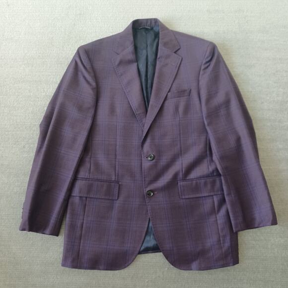 Ted Baker Endurance Jay SPJ Sport Coat Jacket Blazer Mens 40R Purple Plaid Wool - Picture 1 of 9